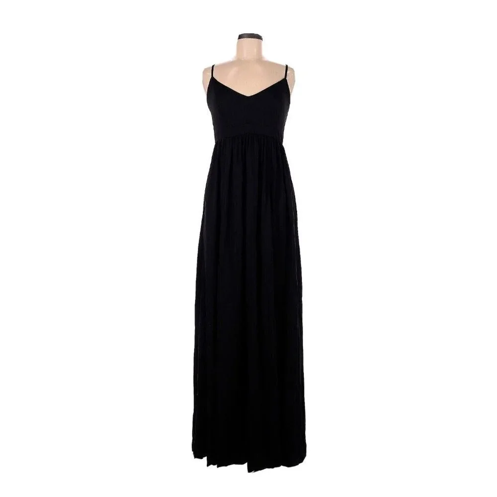 NWT J.Crew Long Drapey Spaghetti-strap Maxi in Black Criss Cross Back Dress 0